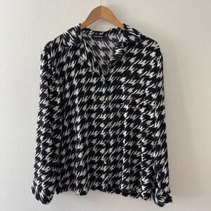 Anine Bing Aiden Shirt Womens Small Houndstooth Black White Loud Luxury